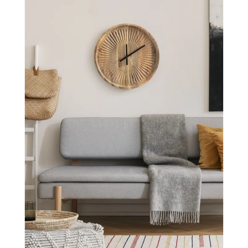 Numberless Carved Wood Clock